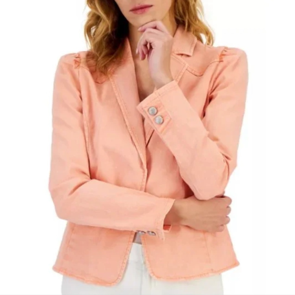 NWT I.N.C. Women's Puff-Sleeve Blazer in Creamy Peach (Small)